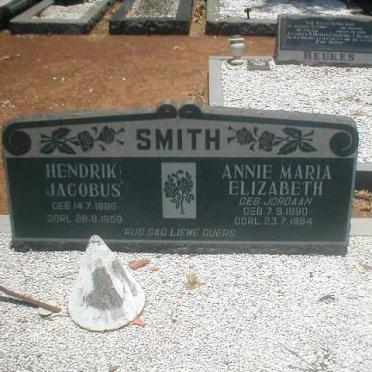 SMITH Hendrik Jacobus 1886-1959 &amp; Anna M. E. JORDAAN 1890-1964