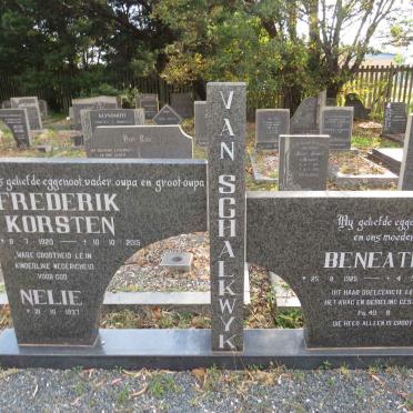 SCHALKWYK Frederik Korsten, van 1920-2015 &amp; Nelie 1937- :: VAN SCHALKWYK Beneatha 1925-1972