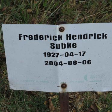 SUBKE Frederick Hendrick 1927-2004