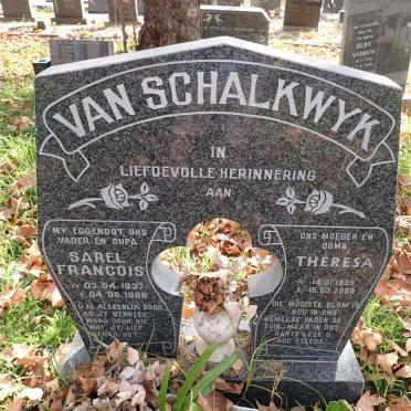 SCHALKWYK Sarel Francois, van 1937-1999 &amp; Theresa 1939-2008
