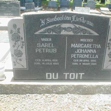 TOIT Sarel P., du 1891-1965 &amp; Margaretha J.P. 1890-1960