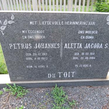 TOIT Petrus Johannes, du 1912-1973 &amp; Aletta Jacoba S. 1914-2004