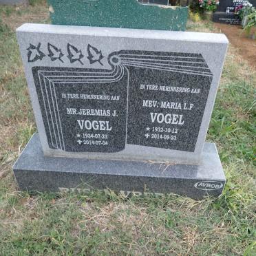 VOGEL Jeremias J. 1934-2014 &amp; Maria L.F. 1932-2014