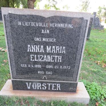 VORSTER Anna Maria Elizabeth 1890-1973