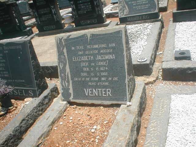 VENTER Elizabeth Jacomina nee DE LANGE 1874-1982