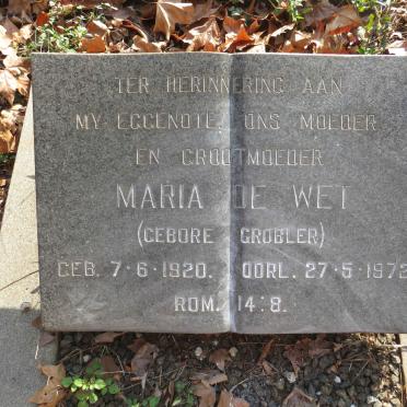 WET Maria, de nee GROBLER 1920-1972