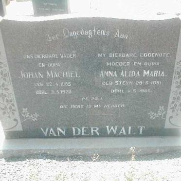 WALT Johan Michiel, van der 1885-1970 &amp; Anna Alida M. STEYN 1891-1966