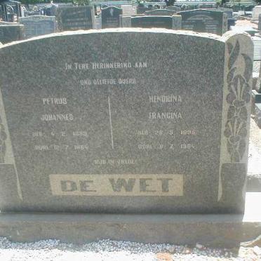 WET Petrus Johannes, de 1883-1964 &amp; Hendrina Francina 1896-1964