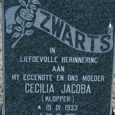ZWARTS Cecilia Jacoba nee KLOPPER 1933-1991