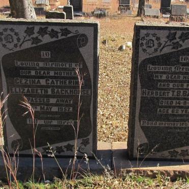 BACKHOUSE Herbert T.B. -1931 &amp; Gezina Catherina Elizabeth -1952