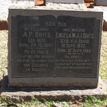 BRITS A.P. 1870-1947 &amp; Engela M.J.J. v.d. BERG 1872-1949