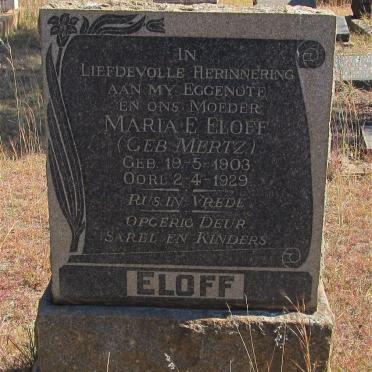 ELOFF Maria E. nee MERTZ 1903-1929