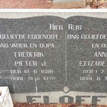 ELOFF Frederik Pieter J. 1896-1972 &amp; Anna Elizabeth M. 1898-1987