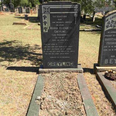 GREYLING Maria Elizabeth nee HAASBROEK 1871-1955