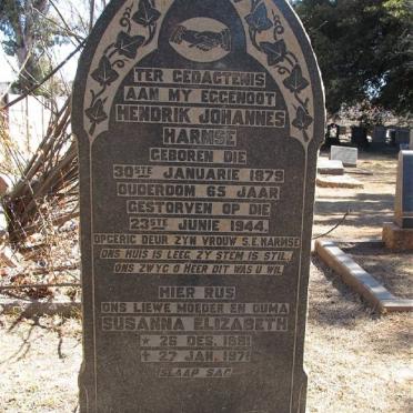 HARMSE Hendrik Johannes 1879-1944 &amp; Susanna Elizabeth 1881-1971