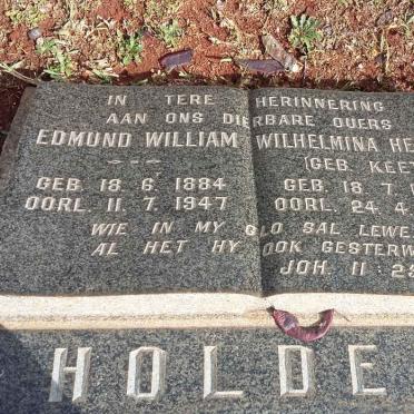 HOLDER Edmund William 1884-1947 &amp; Wilhelmina Helena KEET 1887-1958
