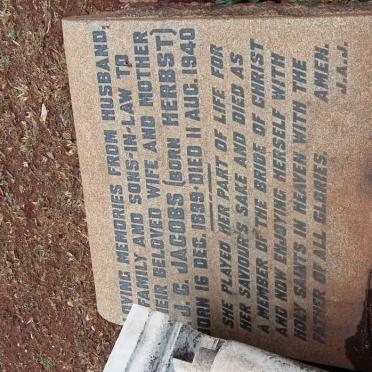 JACOBS P.J.C. nee HERBST 1899-1940