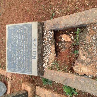 KOTZÉ Dirk Albertus J. 1870-1951 &amp; Anna Maria 1874-1938