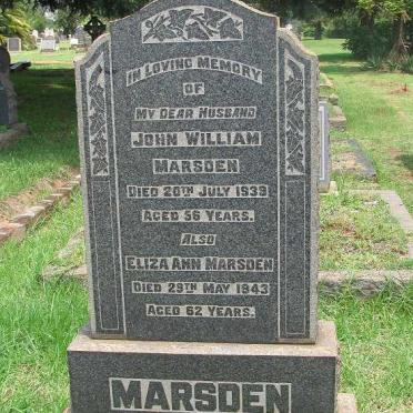 MARSDEN John William -1939 &amp; Eliza Ann -1943