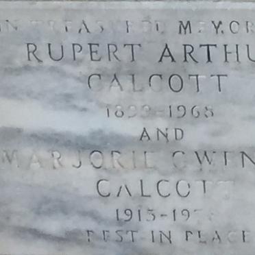 CALCOTT Rupert Arthur 1899-1968 &amp; Marjorie Gwenyth 1913-197?