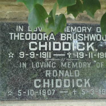CHIDDICK Ronald 1907-1985 &amp; Theodora Brushwood 1911-1980