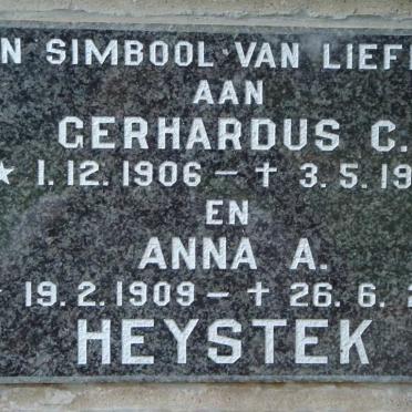 HEYSTEK Gerhardus C. 1906-1983 &amp; Anna A. 1909-2001