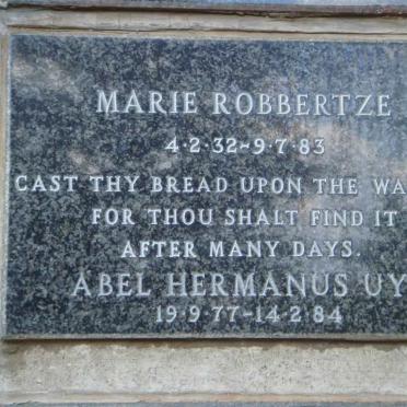 ROBBERTZE Marie 1932-1983 :: UYS Abel Hermanus 1977-1984