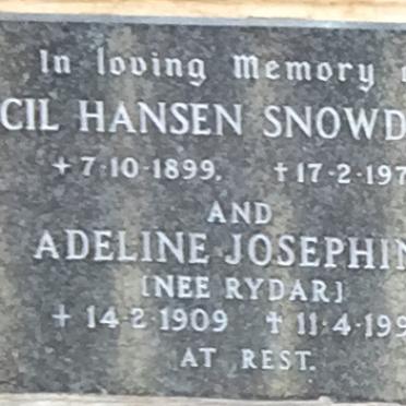 SNOWDOWNE Cecil Hansen 1899-1973 &amp; Adeline Josephine RYDAR 1909-1993