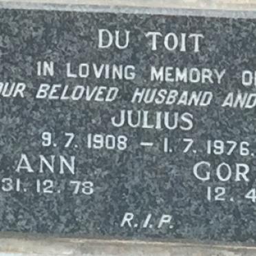 TOIT Julius, du 1908-1976 &amp; Ann -1978 :: DU TOIT Gordon -1980