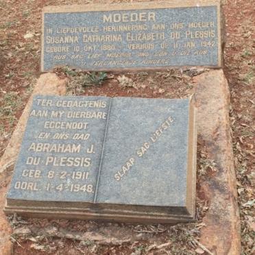PLESSIS Susanna Catharina Elizabeth, du 1880-1942 :: DU PLESSIS Abraham J. 1911-1948