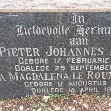 ROUX Pieter Johannes, le 1867-1938 &amp; Anna Magdalena SWART 1867-1946
