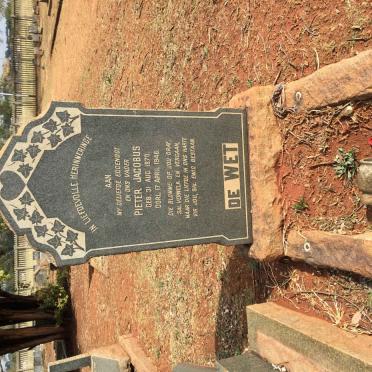 WET Pieter Jacobus, de 1870-1946