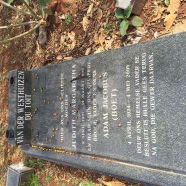 WESTHUIZEN Judith Margaritha, van der, DU TOIT 1907-1946 :: VAN DER WESTHUIZEN Adam Jacobus 1924-2005