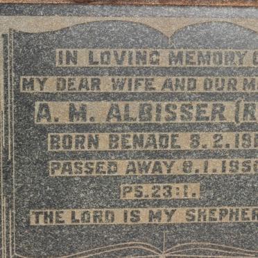 ALBISSER A.M. nee BENADE 1917-1950