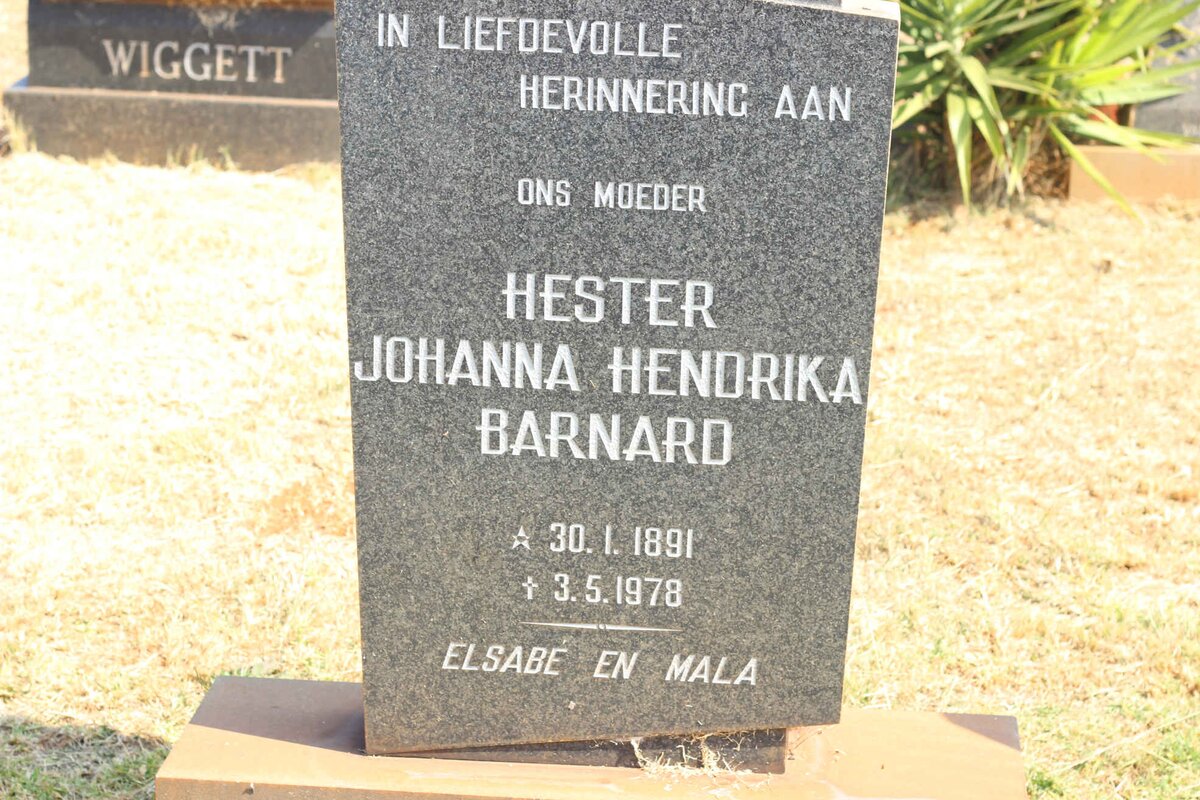BARNARD Hester Johanna Hendrika 1891-1978