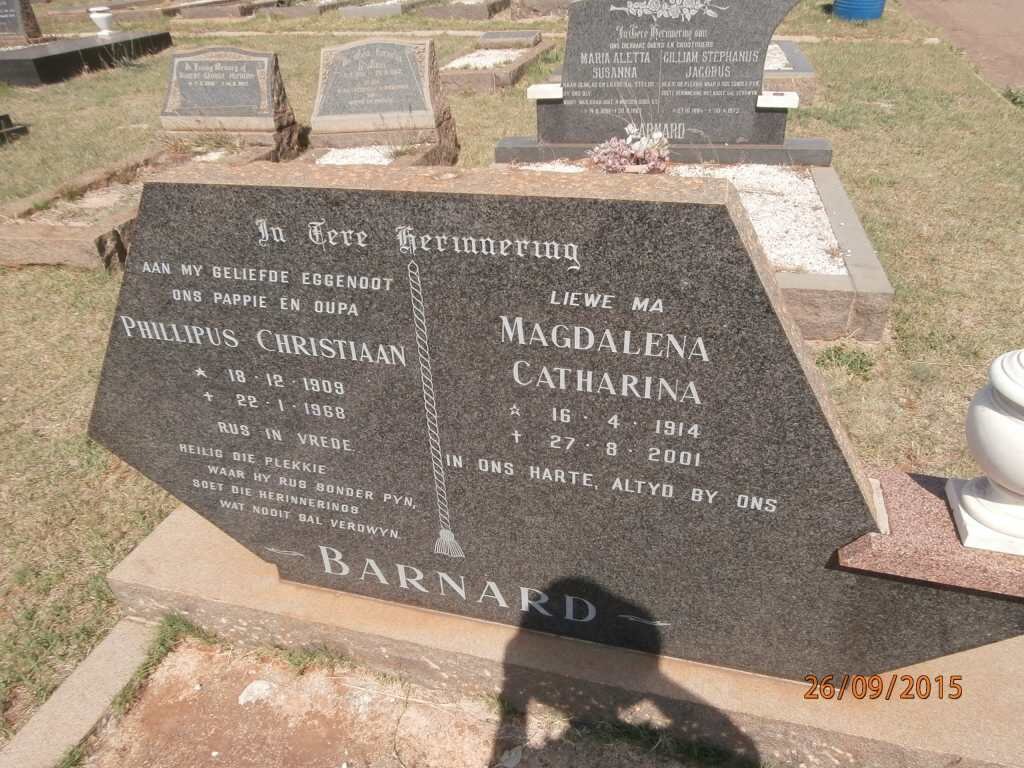 BARNARD Phillipus Christiaan 1909-1968 &amp; Magdalena Catharina 1914-2001