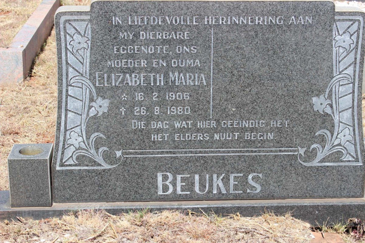 BEUKES Elizabeth Maria 1906-1980