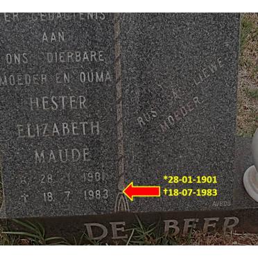 BEER Hester Elizabeth Maude, de 1901-1983