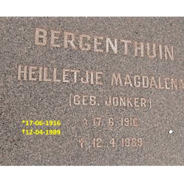 BERGENTHUIN Heilletjie Magdalena nee JONKER 1916-1989