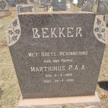 BEKKER Marthinus P.A.A. 1884-1969
