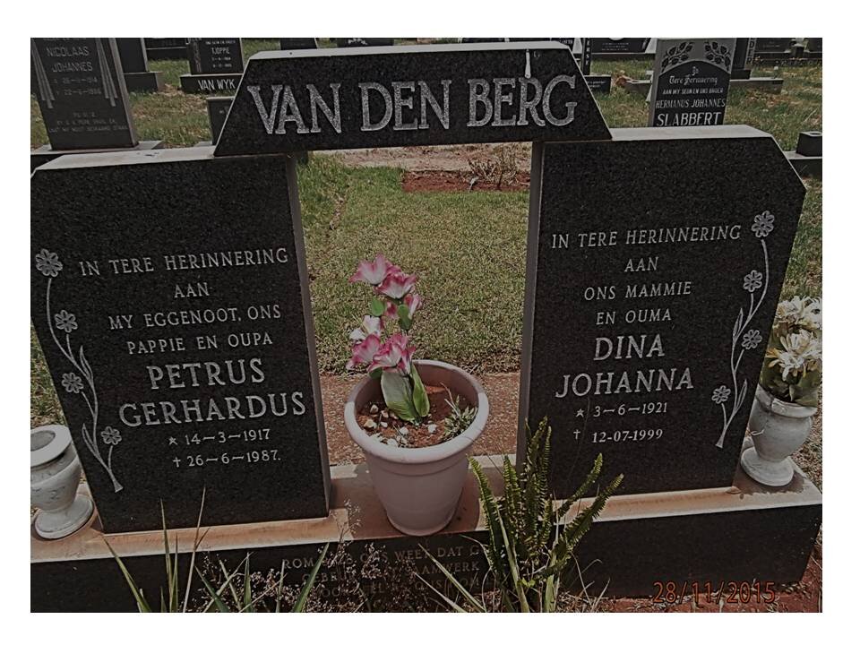 BERG Petrus Gerhardus, van den 1917-1987 &amp; Dina Johanna 1921-1999