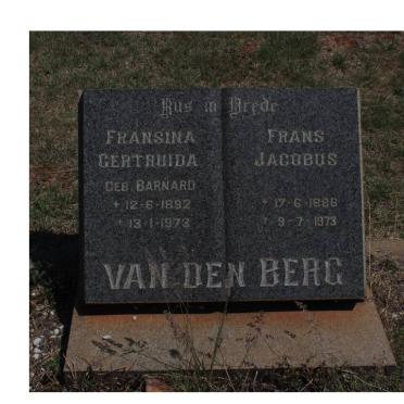 BERG Frans Jacobus, van den 1886-1975 &amp; Fransina Gertruida BARNARD 1892-1973