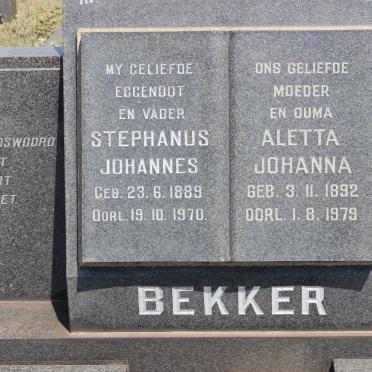 BEKKER Stephanus Johannes 1889-1970 &amp; Aletta Johanna 1892-1979