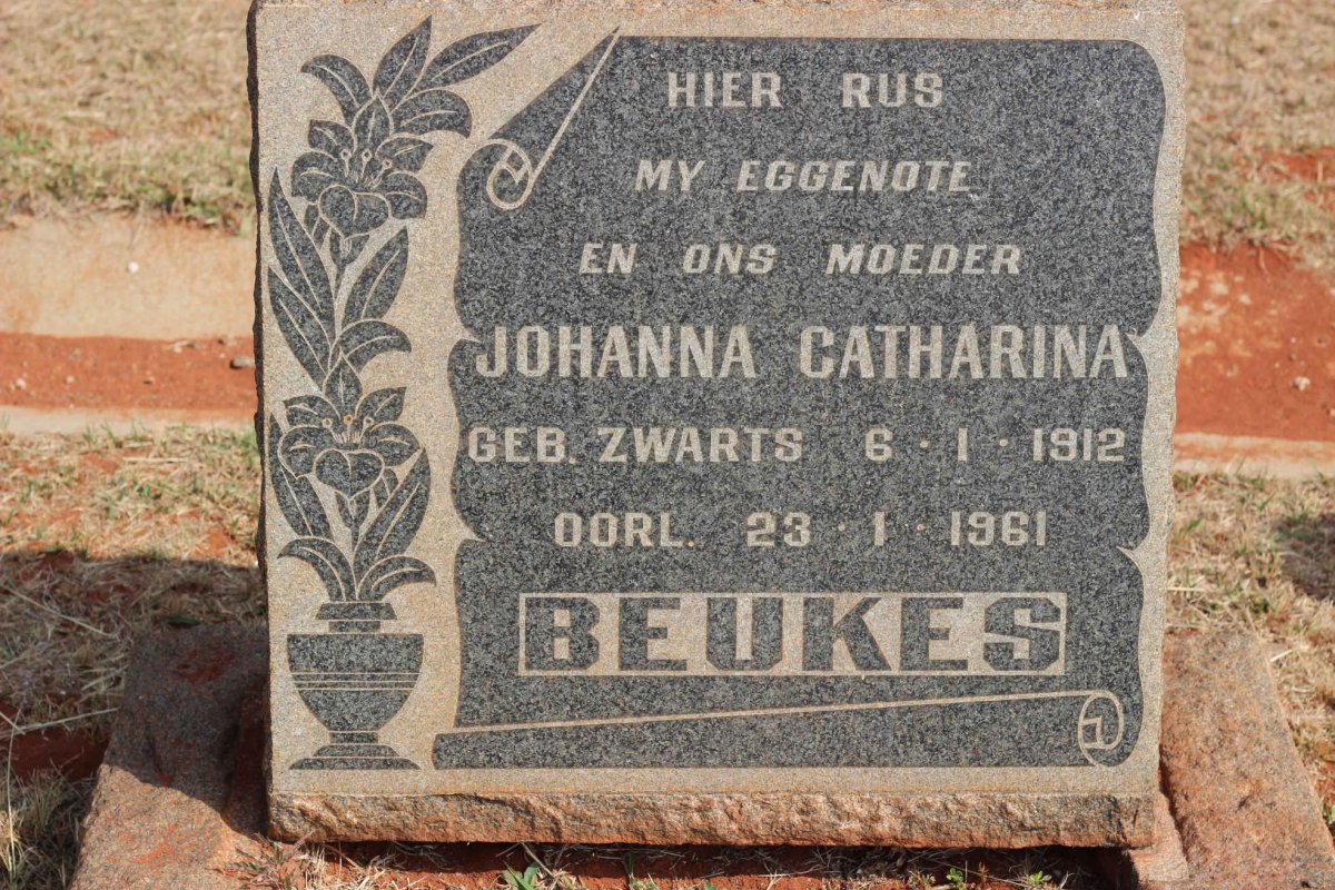 BEUKES Johanna Catharina nee ZWARTS 1912-1961