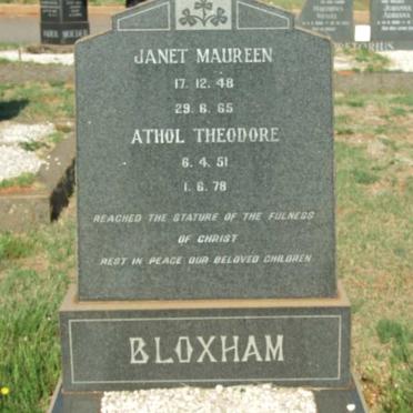 BLOXHAM Athol Theodore 1951-1978 :: BLOXHAM Janet Maureen 1948-1965