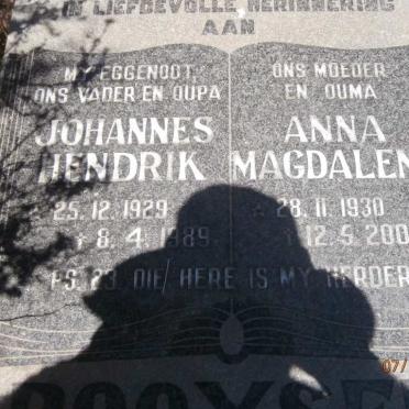 BOOYSEN Johannes Hendrik 1929-1989 &amp; Anna Magdalena 1930-2004