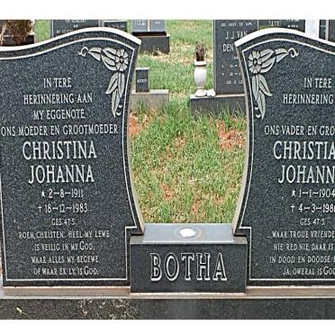 BOTHA Christiaan Johannes 1904-1986 &amp; Christina Johanna 1911-1983