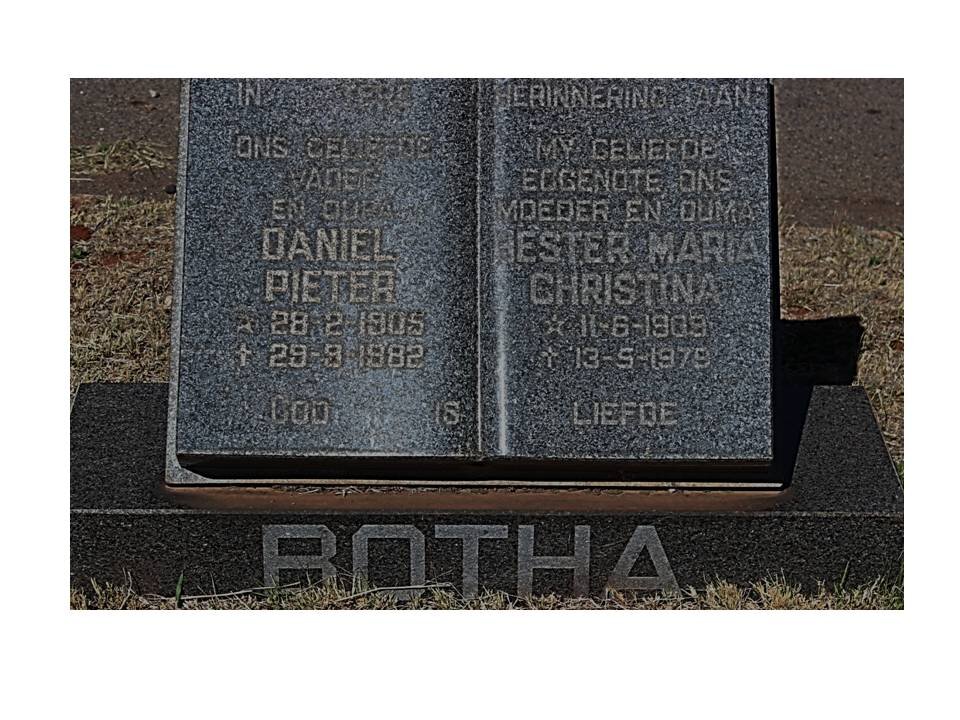 BOTHA Daniel Pieter 1905-1982 &amp; Hester Maria Christina 1909-1979