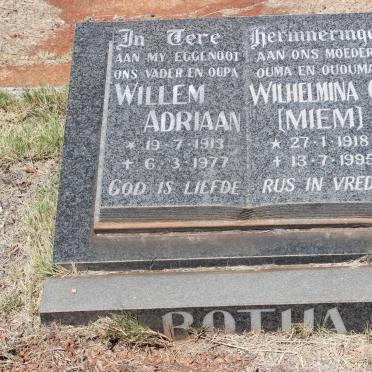 BOTHA Willem Adriaan 1913-1977 &amp; Wilhelmina G. 1918-1995
