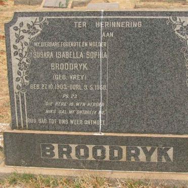 BROODRYK Susara Isabella Sophia nee VREY 1903-1958